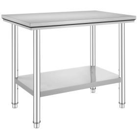 Stainless Steel Workbench 24x36x32 Inch Commercial Food Prep Workbench Heavy Duty Prep Workbench Metal Workbench with Adjustable Feet Suitable fo
