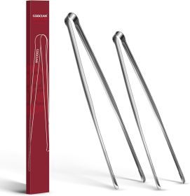 Precision Serrated Non-Slip Tips Cooking Tongs 2 Set (11.5" & 13.5"), 18/8 Stainless Steel Metal Tong, Light but Durable,