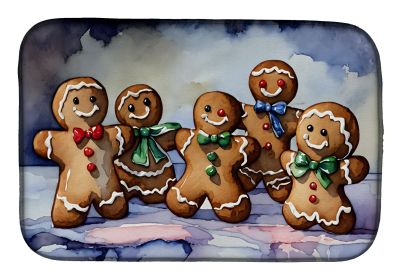 Christmas Gingerbread Dish Drying Mat Absorbent Dish Drying Mat Pad for Kitchen Counter Dish Drainer Mat for Countertop, 14 x 21", Multicolor