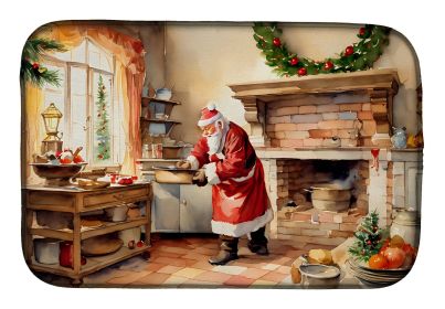 Cookies with Santa Claus Dish Drying Mat Absorbent Dish Drying Mat Pad for Kitchen Counter Dish Drainer Mat for Countertop, 14 x 21", Multicolor
